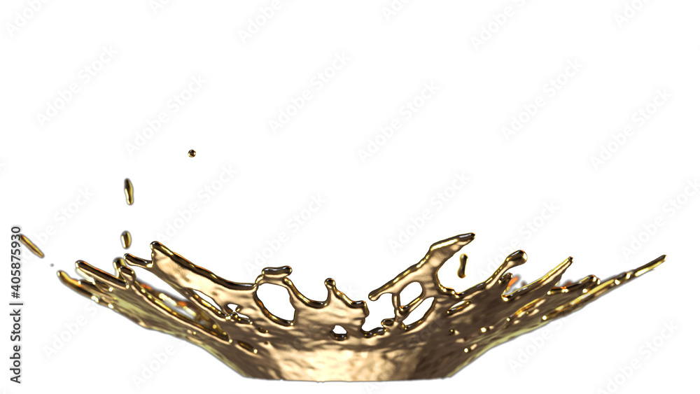 Fototapeta premium Luxury elegant splash liquid gold. 3d illustration, 3d rendering.