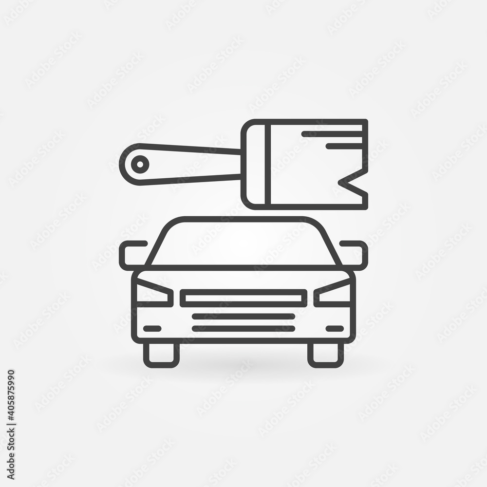 Car with Paint Brush outline vector concept icon or design element Car with Paint Brush outline vector concept icon or design element