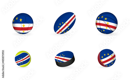 Sports equipment with flag of Cape Verde. Sports icon set. Free Download Sports equipment with flag of Cape Verde. Sports icon set. - GFXLoad