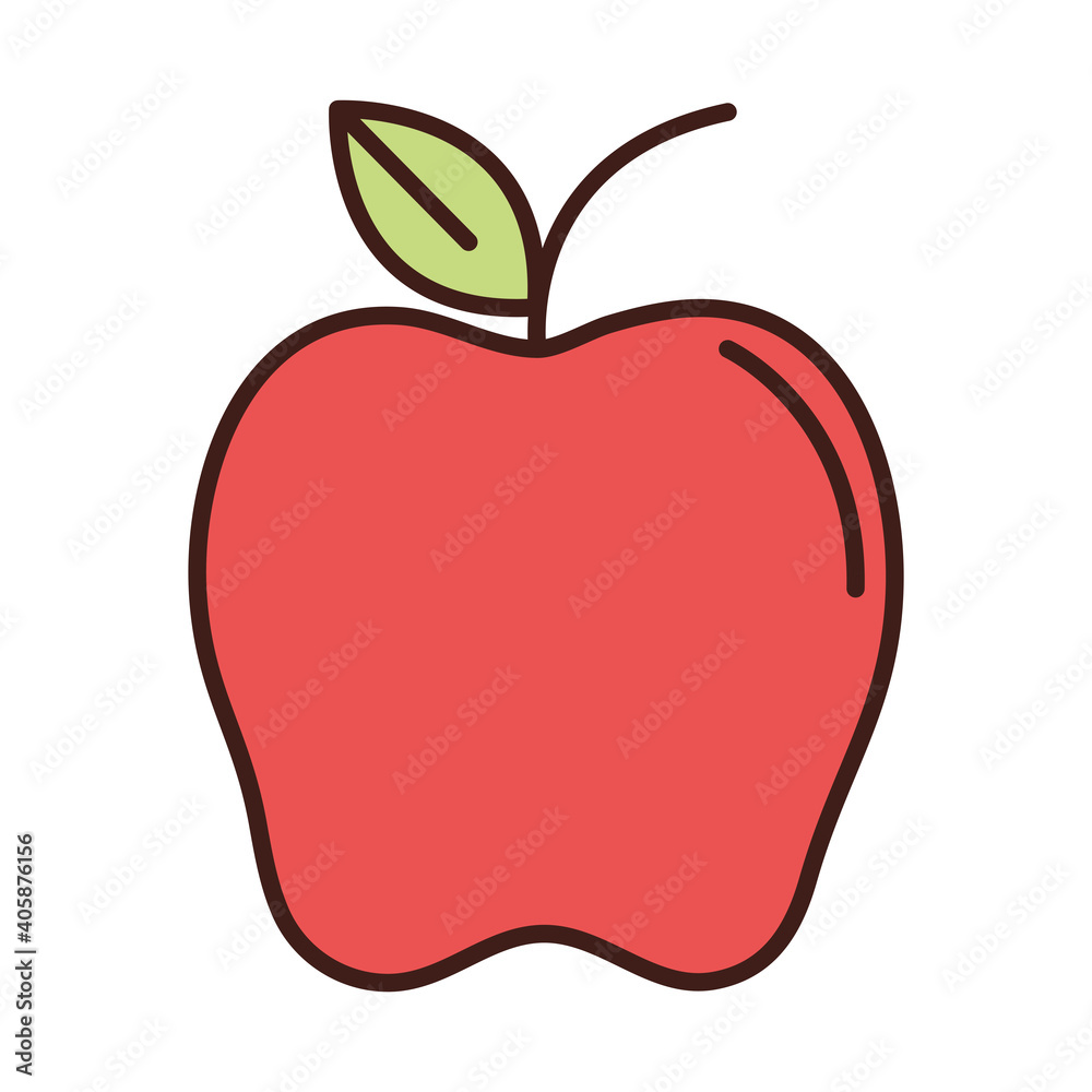Fototapeta premium breakfast fresh fruit apple line and fill style