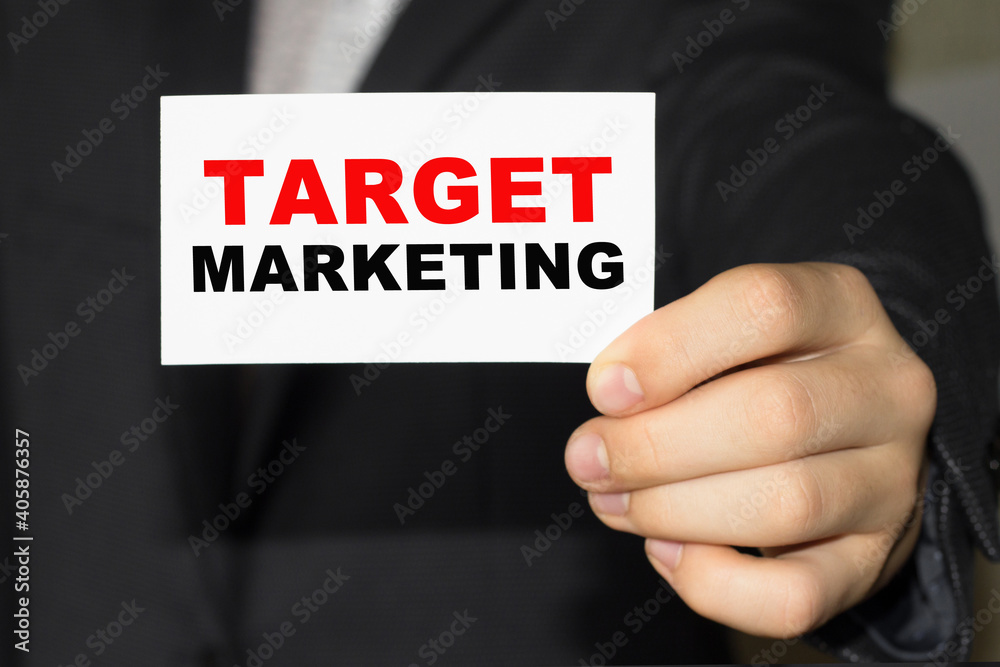 Card with text TARGET MARKETING on hand. You can use in business, marketing and other concepts. Messege of the day. Card with text TARGET MARKETING on hand. You can use in business, marketing and other concepts. Messege of the day.