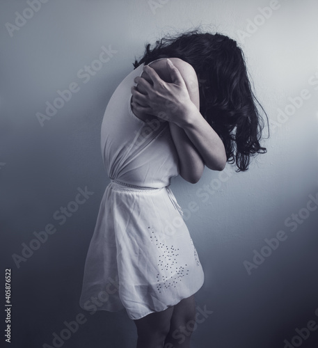 suffering woman, expressing agony and despair