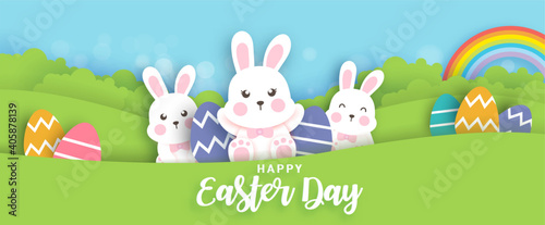 Easter day background with  cute rabbit.