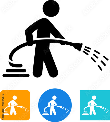 Person Holding Watering Hose Vector Icon