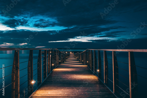 bridge at night, Lesina, Italy photo