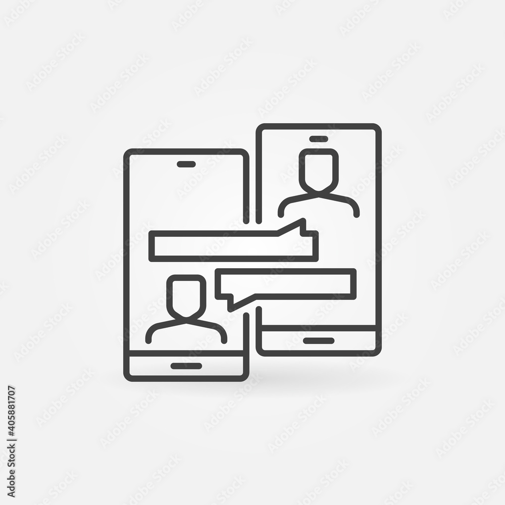 Online Communication with Smartphone outline vector concept icon or design element