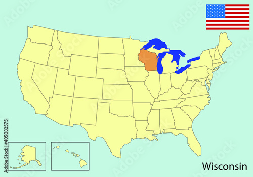 usa map  state wisconsin  vector iillustration 