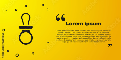 Black Baby dummy pacifier icon isolated on yellow background. Toy of a child. Vector.