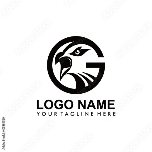 letter G logo with eagle, business logo, eagle head vector illustration and letter G for logo.