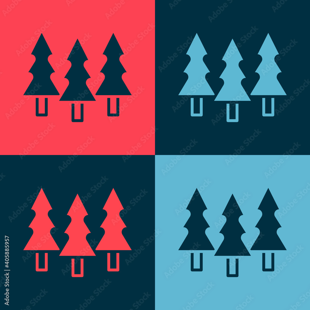 Pop art Trees icon isolated on color background. Forest symbol. Vector. Pop art Trees icon isolated on color background. Forest symbol. Vector.