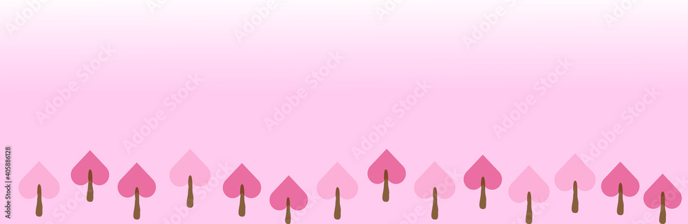 Illustration abstract background. Sweet pink background and a beautiful tree heart shaped. Copy space. Happy Valentine's day.