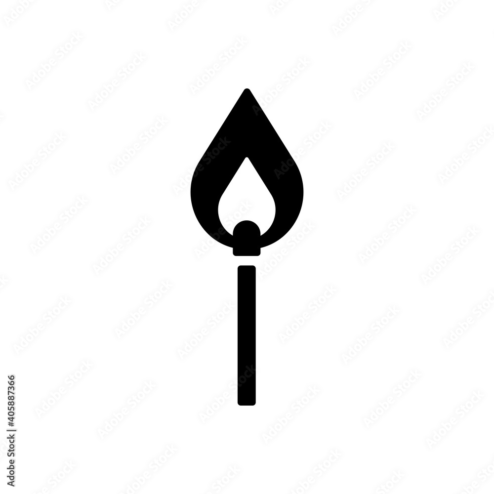 Burning match glyph icon. Barbecue and bbq grill Burning match glyph icon. Barbecue and bbq grill