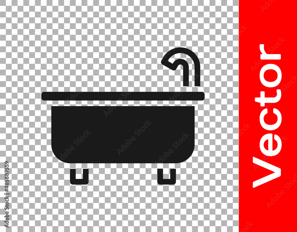 Black Bathtub icon isolated on transparent background. Vector. Black Bathtub icon isolated on transparent background. Vector.