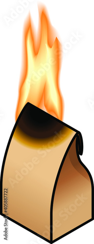A burning brown paper bag.