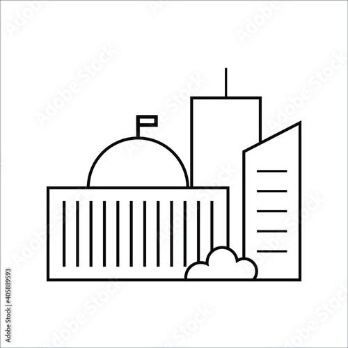 black building icon on white background, vector illustration