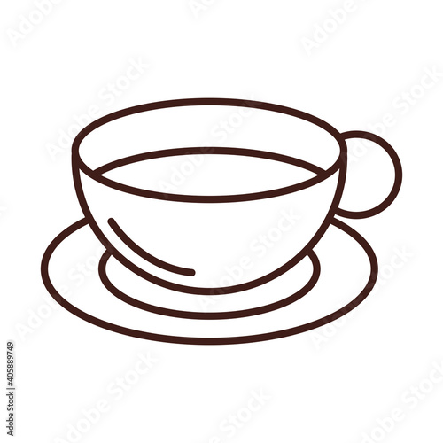 breakfast coffee cup on saucer line style