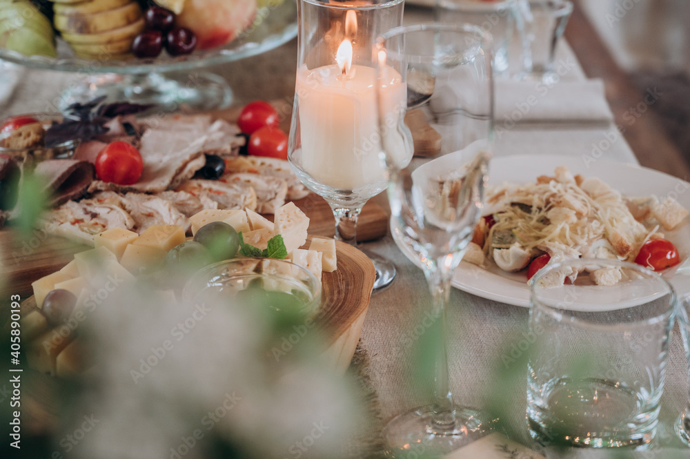 buffet table with sandwiches, salads and drinks buffet table with sandwiches, salads and drinks