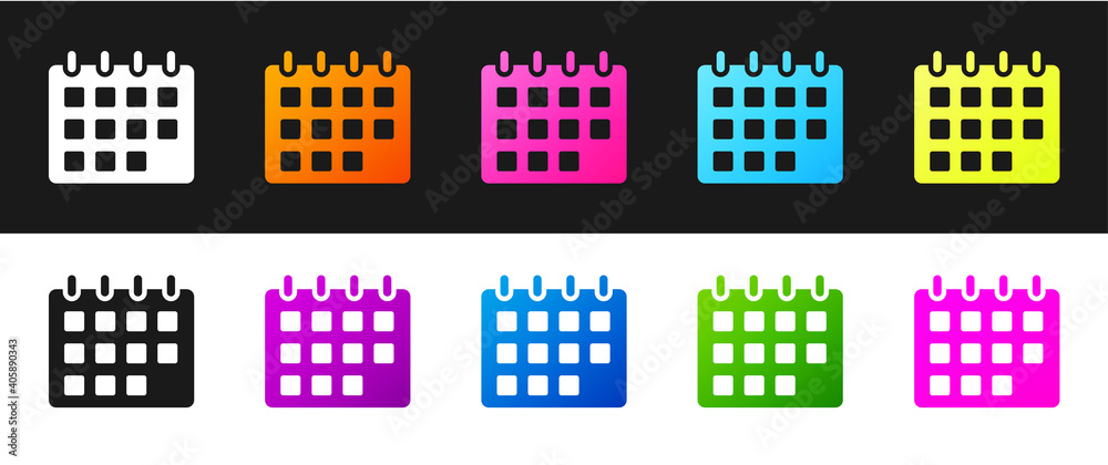 Set Calendar icon isolated on black and white background. Event reminder symbol. Vector. Set Calendar icon isolated on black and white background. Event reminder symbol. Vector.