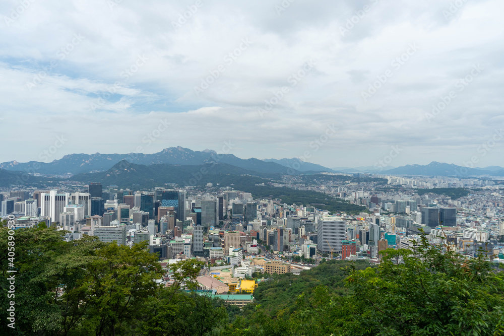 skyline of the Seoul city from Namsan mountain