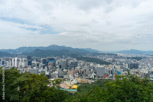 skyline of the Seoul city from Namsan mountain