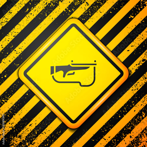 Black Biathlon rifle icon isolated on yellow background. Ski gun. Warning sign. Vector.