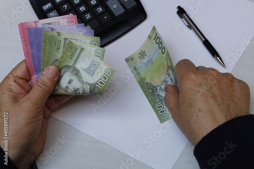 photography for economics and finance themes with chilean money photo