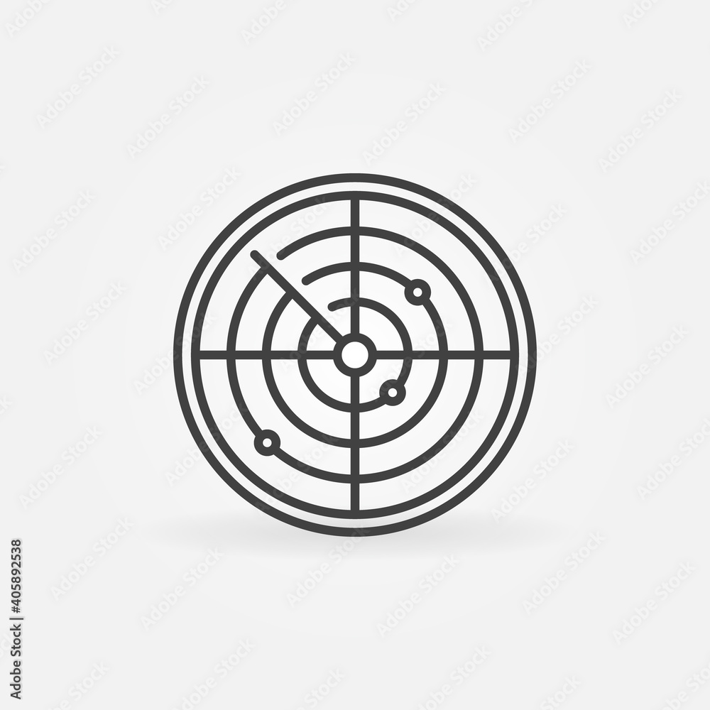 Radar Display outline vector concept round icon or design element Radar Display outline vector concept round icon or design element