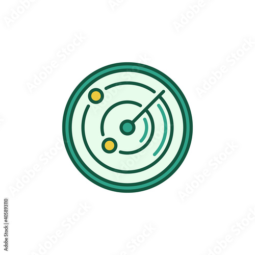 Vector Radar Screen concept round green icon or sign