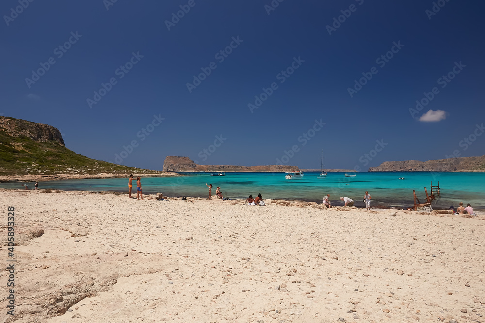 The people on the beach of Balos, the Crete island. The people on the beach of Balos, the Crete island.