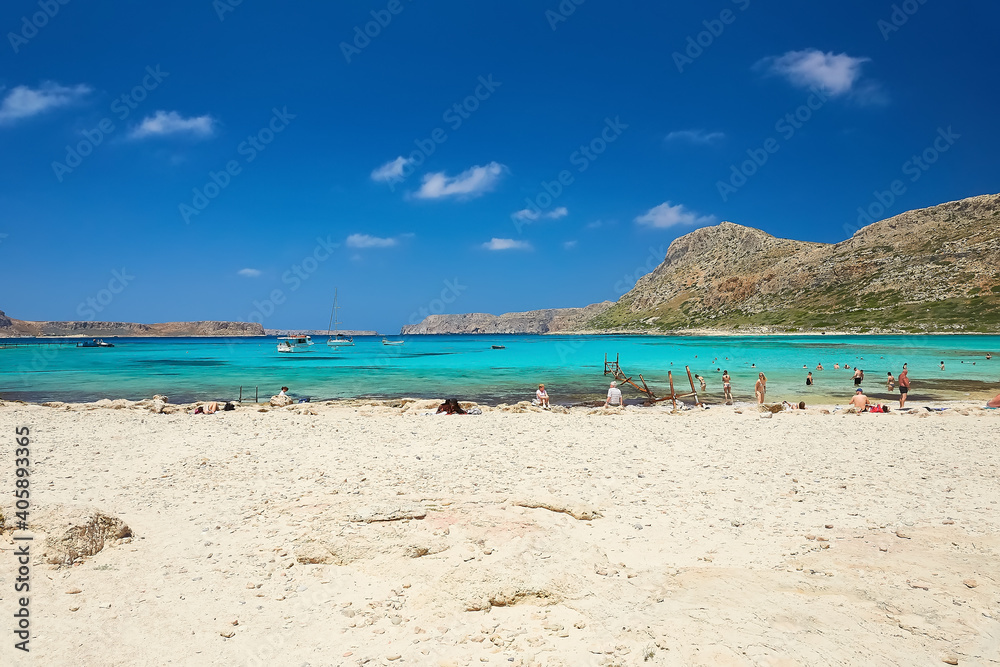 The people on the beach of Balos, the Crete island. The people on the beach of Balos, the Crete island.