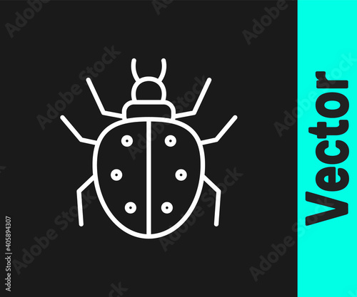 White line Mite icon isolated on black background. Vector.