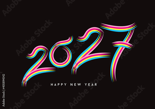 2027 happy new year celebration, Typography text 2027 font, text lettering 2027, holidays, Calendar 2027 cover template, Creative design for Greeting Lettering, vector illustration