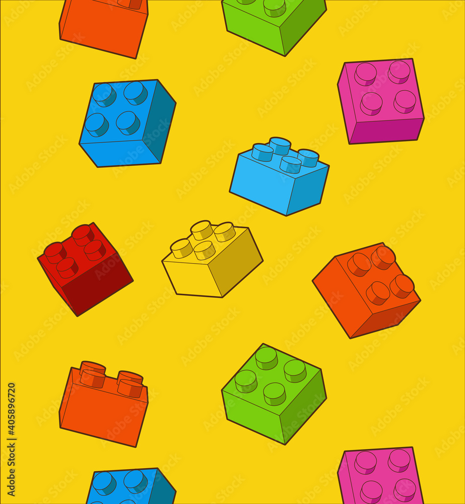 Simple pattern of building block, bricks for children. Vector isometric ...