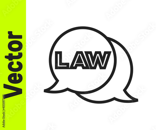 Black line Law icon isolated on white background. Vector.