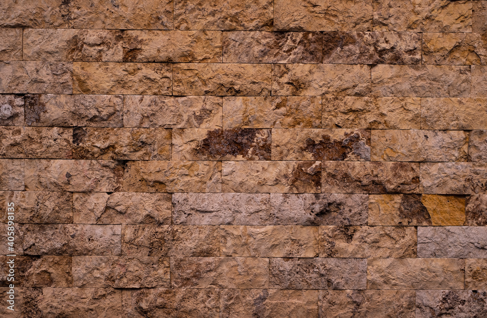Red brick pattern. Old brick wall with cracks and scratches. Horizontal background of wide brick wall