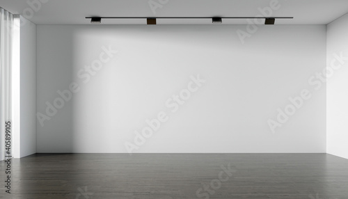Empty wall mock up in Scandinavian style interior. Minimalist interior design. 3D illustration
