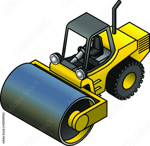 A drum steamroller.