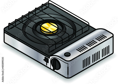 A portable table-top gas stove.