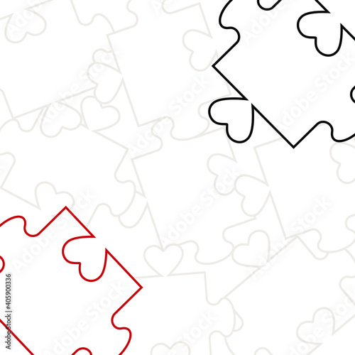 puzzle pieces with heart Love concept Valentines day illustration