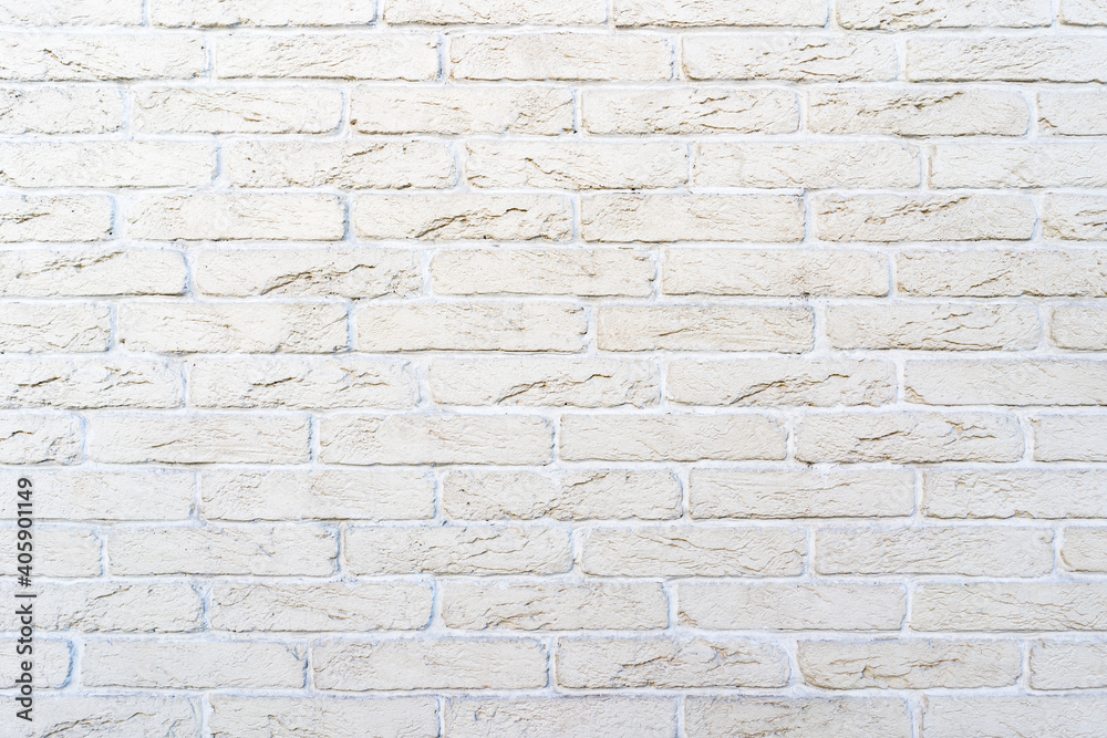 White brick wall. Texture of brick with white filling