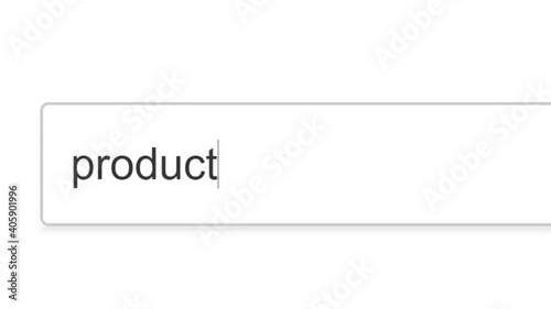 Searching For Product Review in Search Bar Screen View. Online Network Website Search Box. Searching The World Wide Web Internet on a Computer. Typing Into Search Engine Box Viewpoint of Monitor Scree