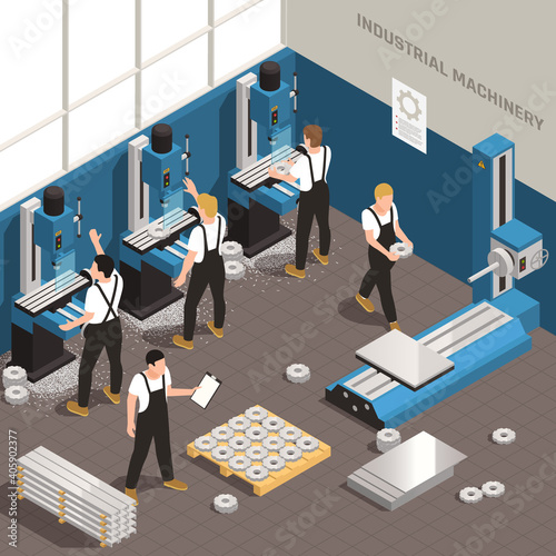 Metalworking Manufacturing Isometric Composition