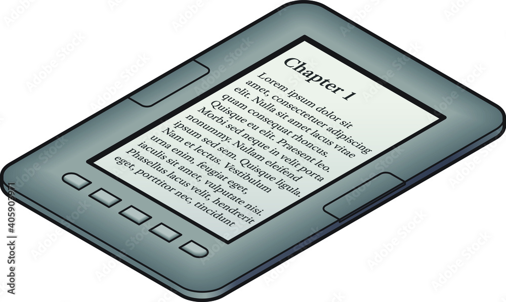 A small gray ebook reader. A small gray ebook reader.