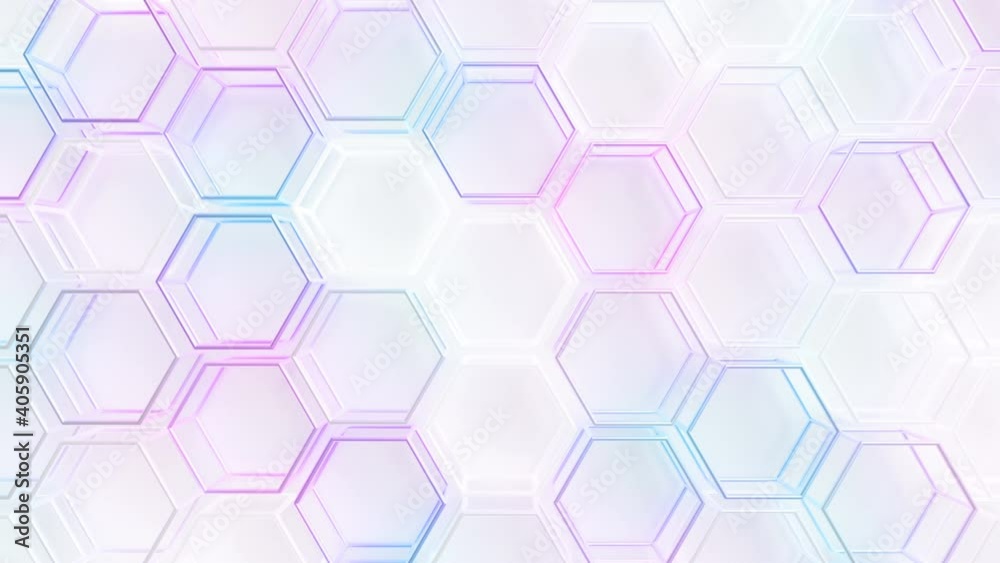 Wire Hexagons Array Loop 1 Multicolor: neon pink and blue wireframe hexagons flashing over a white background. Cool technology. Abstract wireframe structure. Random motion. Seamless loop.
Wire Hexagons Array Loop 1 Multicolor: neon pink and blue wireframe hexagons flashing over a white background. Cool technology. Abstract wireframe structure. Random motion. Seamless loop.