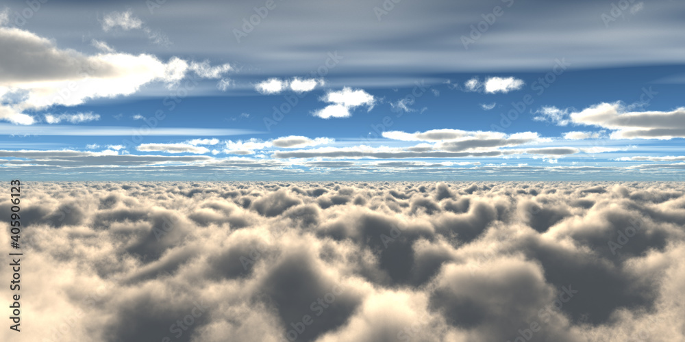 Fototapeta premium above clouds fly sunset sun ray