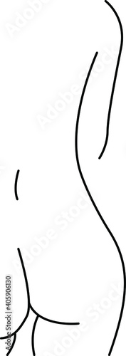 Minimalist silhouette of sexy woman body on white background. Black and white abstract art. Line drawing.