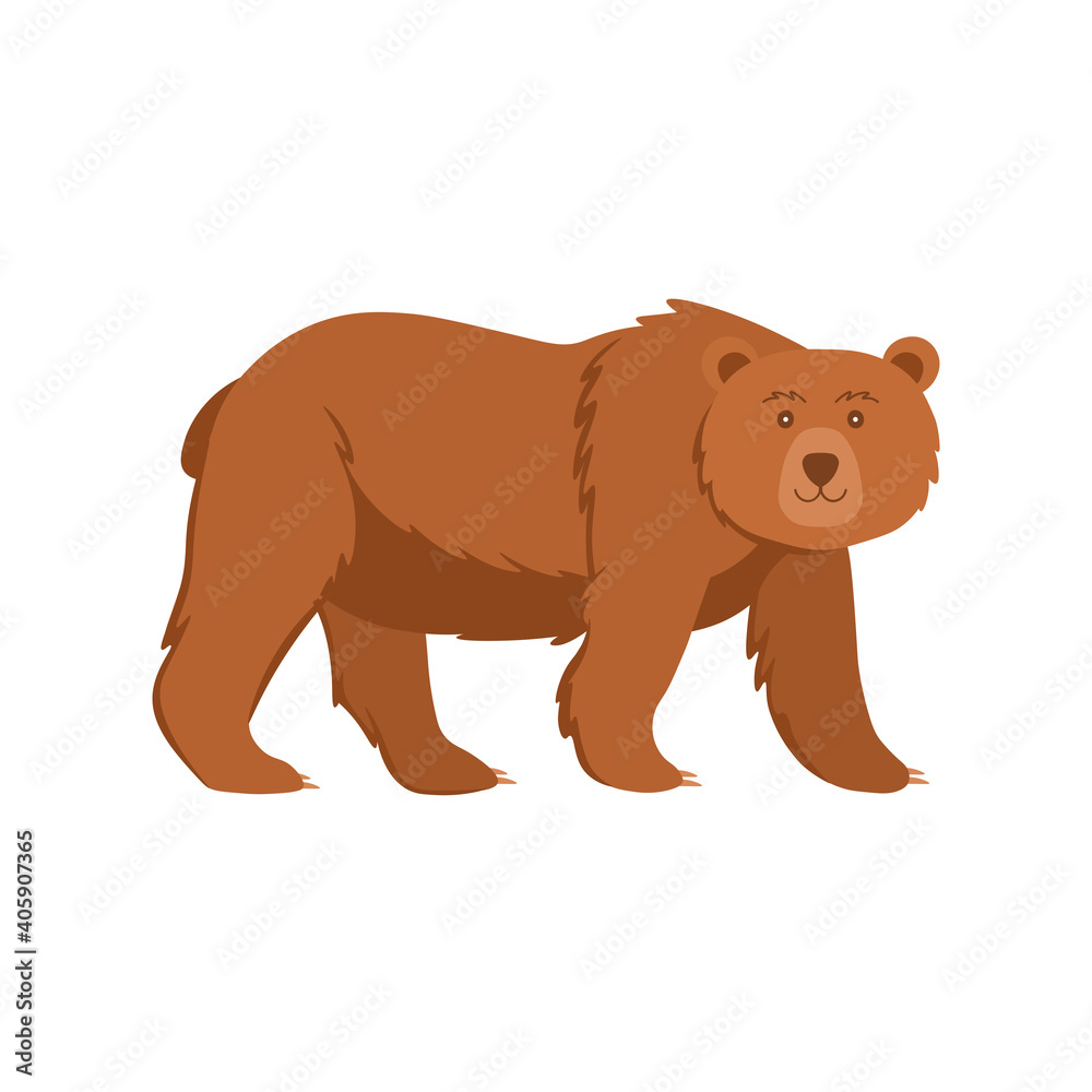 Cartoon bear on a white background. Flat cartoon illustration for kids. Cartoon bear on a white background. Flat cartoon illustration for kids.