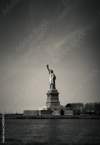 Statue of Liberty in black and white, Liberty Island