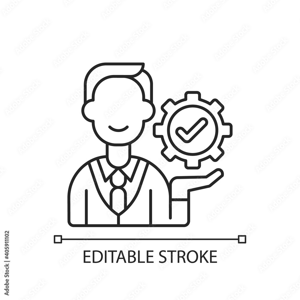 Management linear icon. Organization goals accomplishment. Forward planning and strategies. Thin line customizable illustration. Contour symbol. Vector isolated outline drawing. Editable stroke