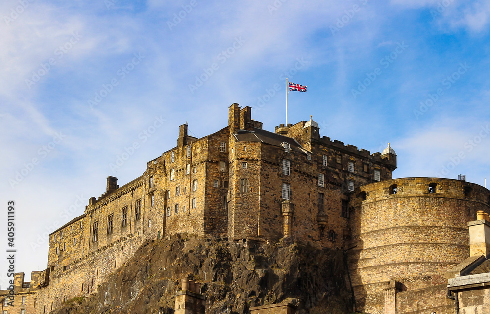 Edinburgh Castle, and extinct volcano rock.
